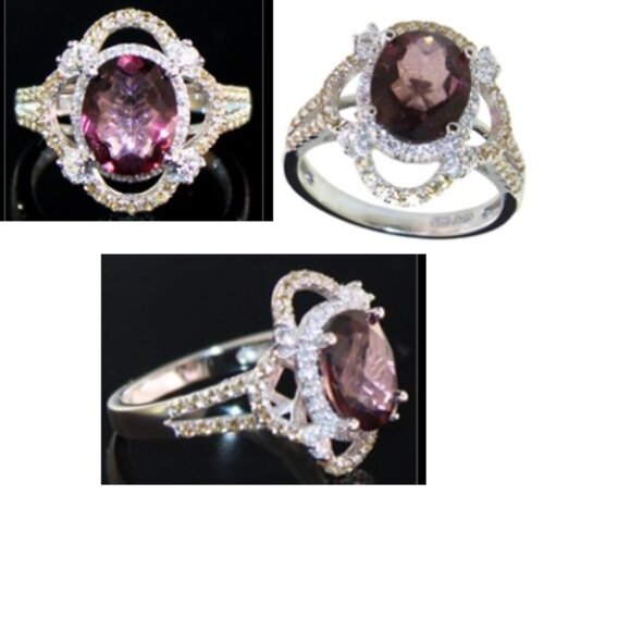 3.30tcw Salmon Topaz Yellow Sapphire Lab Diamond Ring Sterling Silver Size 7 - Picture 7 of 16